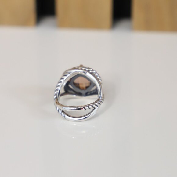 David Yurman Sterling Silver 11mm Infinity Ring with Morganite size 8 - Picture 6 of 7